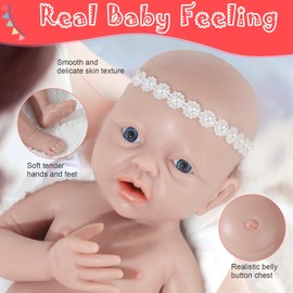 Windsleeping 14'' Full Body Liquid Silicone Baby Dolls Silicone Reborn Girl Bathable Silicone Baby Girl