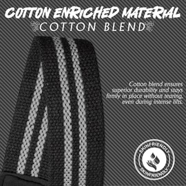 OCBA Wrist Straps Wraps for Weightlifting Heavy Duty Wrist Wraps Cotton Padded Gym Wrist Supports Bodybuilding Powerlifting Fitness Grips One Size Fits All with Thumb Support (Grey Stripe)