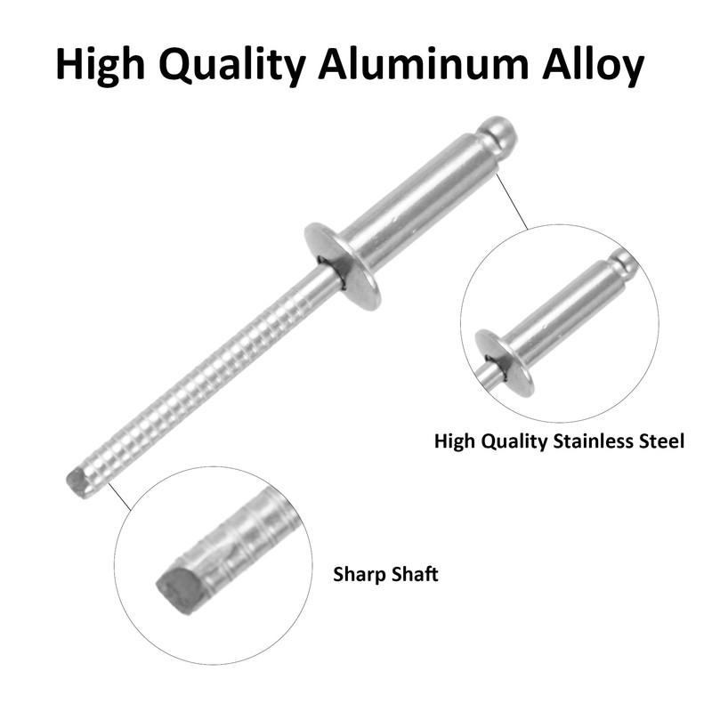 bociloy 50PCS 3/16" x 5/8" Stainless Steel Blind Rivets, Stainless
