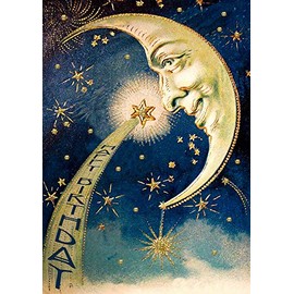 Madame Treacle The Moon, Shooting Star and Gold Glitter Stars Birthday Card