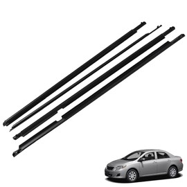 Black Window Weatherstrip Sealing Strip Moulding Trim Seal Belt Replacement for 2009-2012 Corolla