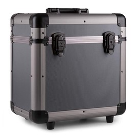 EM RC 80 x 12 Inch LP Vinyl Record Case Storage Box DJ Album Collection Locking Carry Flightcase Grey