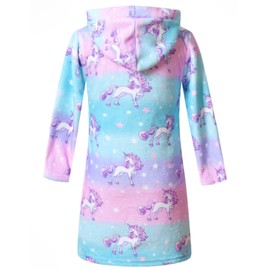 Jxstar American Girl Robes Matching Girls&Doll Unicorn Bathrobes Kids Plush Fleece Pajamas,Size 10 11