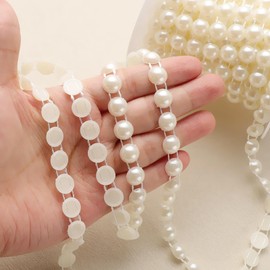 Rollo de perlas de imitación de 10 mm para manualidades de medio redondo, 10 mm de perlas planas para centro de mesa, telón de fondo de árbol de Navidad y decoración de flores (marfil)