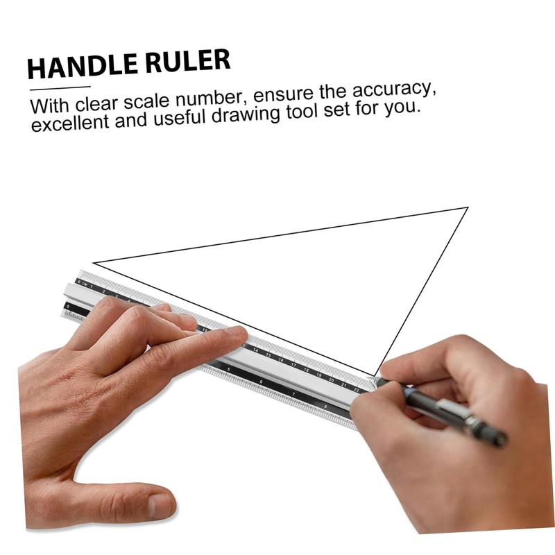 Operitacx Aluminium Ruler, Office Geometry Ruler, Drawing Ruler, Straight Ruler,