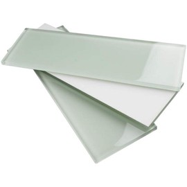 Tenedos 4x12 Glass Subway Wall Tile for Bathroom Wall and Kitchen Backsplash(No Peel and Stick) (Snow White)