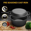 EDGING CASTING 2-in-1 Pre-Seasoned Cast Iron Dutch Oven Pot with