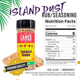Lane's Island Dust Rub Alaea Hawaiian Sea Salt Seasoning Salt, All-Natural Hawaiian Alea Red Sea Salt Spice for Seafood & Meat, Made in USA, 4 Oz