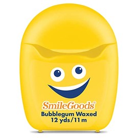 Practicon SmileGoods Cuties - Hilo dental encerado de 12 yardas, hilo dental de tamaño mini muestra para regalos, viajes, niños, adultos, pacientes, varios colores brillantes con recipiente de