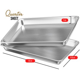 Eatex Aluminum Baking Sheet Set, 2 Pack Cookie Sheet Set, 9x13 Baking Pan Set, Warp Resistant Cookie Sheets for Baking Nonstick, Steel Baking Pans Set, Baking Sheets for Oven, Quarter Sheet Pan
