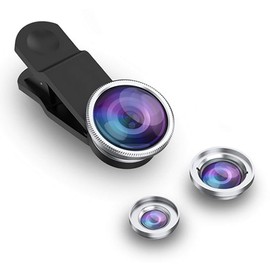 Light & Compact 3 In 1 Clip-on Camera Adapter for Smartphones – Fish Eye Lens 180 ° Fisheye Lens + Wide Angle Camera Lens 0,65x Wide + Macro Lens (10x) – suitable for all mobile phones
