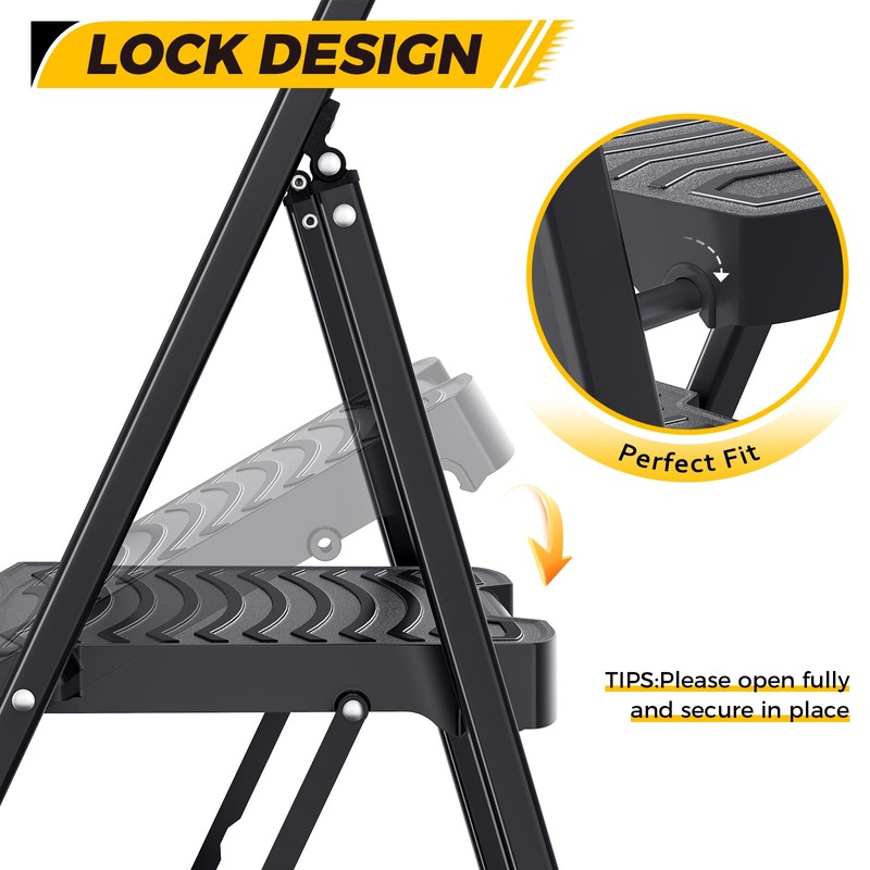 KINGRACK 4 Step Ladder 800lb Capacity, Folding Step Stool with
