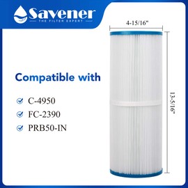 Savener PRB50-In Spa Filter Cartridge Compatible with Unicel C-4950 50Sq.ft Guardian 413-212-02 Filbur Fc-2390 03Fil1600 Darlly 40506 17-2380 Hot Tub Filter Replacements,2 Pack