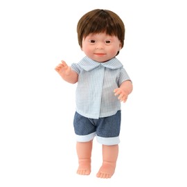 The Magic Toy Shop Bibi Doll - 14" Realistic Lifelike Soft Vinyl Baby Dolls with Downs Syndrome & Movable Limbs (Boy Brown)