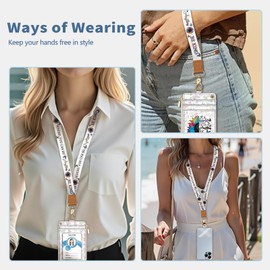 Mavellin Lanyard Wallet with Id Badge Holder, Be Kind RFID Small Keychain Wallet Women Wristlet, Cute Zipper Credit Card Holder Phone Wrist Neck Strap for Key Name Tag, Teacher Student Office Gifts