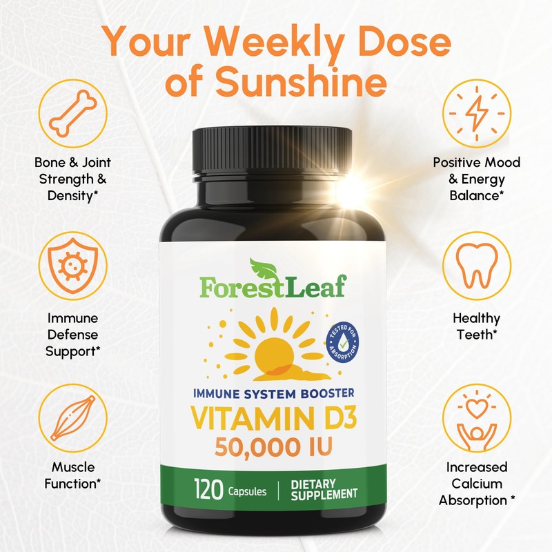 ForestLeaf Vitamin D3 50,000 IU | VIT D - Kosher