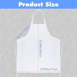 PIEMEET 12Pcs Bib Apron, White Aprons Bulk, Unisex Aprons with Extra Long Ties, Kitchen Blank Apron for Cooking Chef, Machine Washable, 27.9 x 31.8 inch