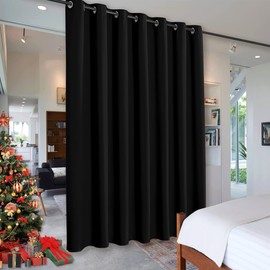 RYB HOME Blackout Curtains Soundproof Energy Saving Insulating Privacy Room Divider Curtains for Patio Sliding Glass Door Living Room Garage Home Theatre Large Window, W 150 x L 90 inches, Black