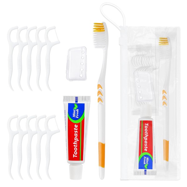 HOIQIRY Disposable Toothbrushes with Toothpaste Set - Pack of 5,Individually
