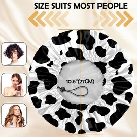 BHAHB 2 PCS Shower Cap Reusable Waterproof Double Layer Elastic Adjustable Hair Bath Caps Cute Aesthetic for Women Girls-Cow leopard