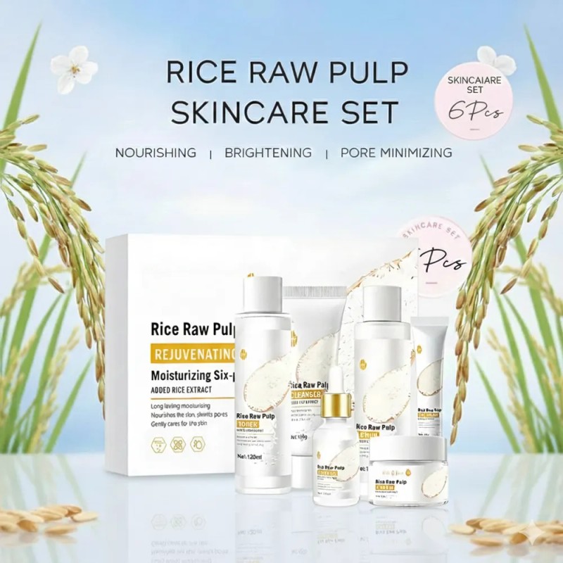 Kit Serum Arroz Bioaqua Acido Hialuronico Reduce Poro Mancha