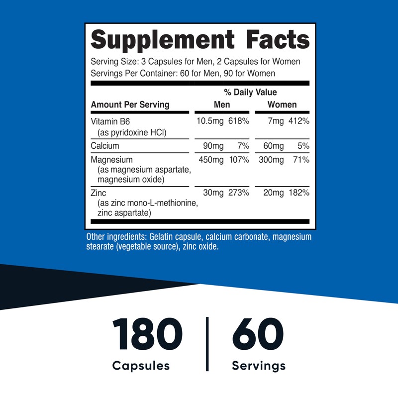 Nutricost ZMA 180 Capsules - Non-GMO and Gluten Free ZMA
