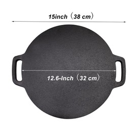12.6-Inch Cast Iron Roti Tawa, Double Handled Cast Iron Crepe Pan for Dosa, Tortillas