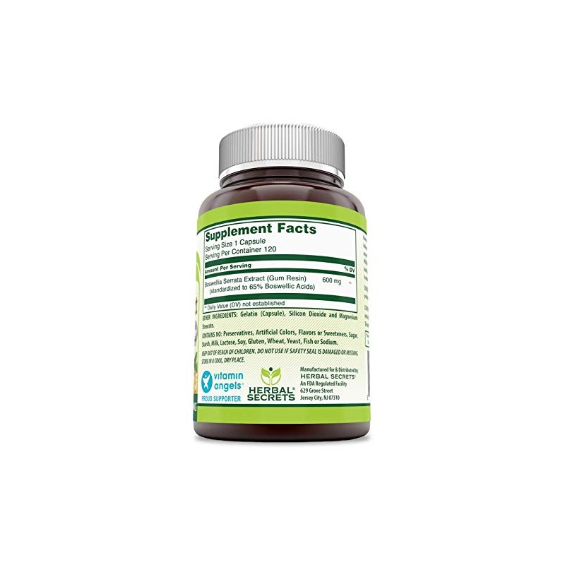 Suplemento Alimenticio Extracto de Boswellia Serrata 600 mg 120 Cápsulas