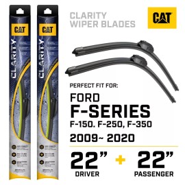 Caterpillar CAT Clarity Windshield Wiper Blades Set of 22" Exact Fit 2009-2020 Ford Wipers