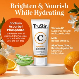 TruSkin Vitamin C Face Cream – Brightening & Hydrating Daily Moisturizer with Vitamin E, B5, Jojoba Oil & Green Tea – Smooth, Radiant-Looking Skin, 4 Fl Oz