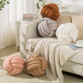 Knot Pillow Ball,11.8inch Round Throw Pillows for Couch,Soft Home Decorative Pillows Handmade Large Knotted Pillow, Sofa Pillows for Living Room Bedroom Decorative