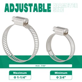 OURU 10PCS Hose Clamps Stainless Steel Adjustable 3/4"–1-1/4"(18-32mm) Worm Gear Hose Clamp Kit,Small Metal Hose Clamps Set for Automotive,Plumbing,Intercooler,Pipe,Fuel Line Radiator Clamps