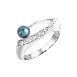 Zeeme Pearls 273270471-1 Women's Ring 925 Sterling Silver Shiny Freshwater Cultured Pearl White, Sterling Silver, Pearl