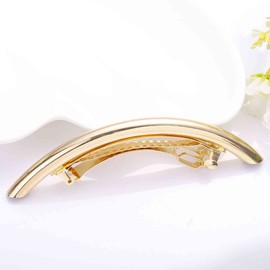 Cybche Simple Hair Clips Gold Metal Hair Barrettes Curved Clip Barrette Long Bar Hairclips Barrette Decorative Metal Hair Accessories Jewelry for Women Headdress(Gold2)