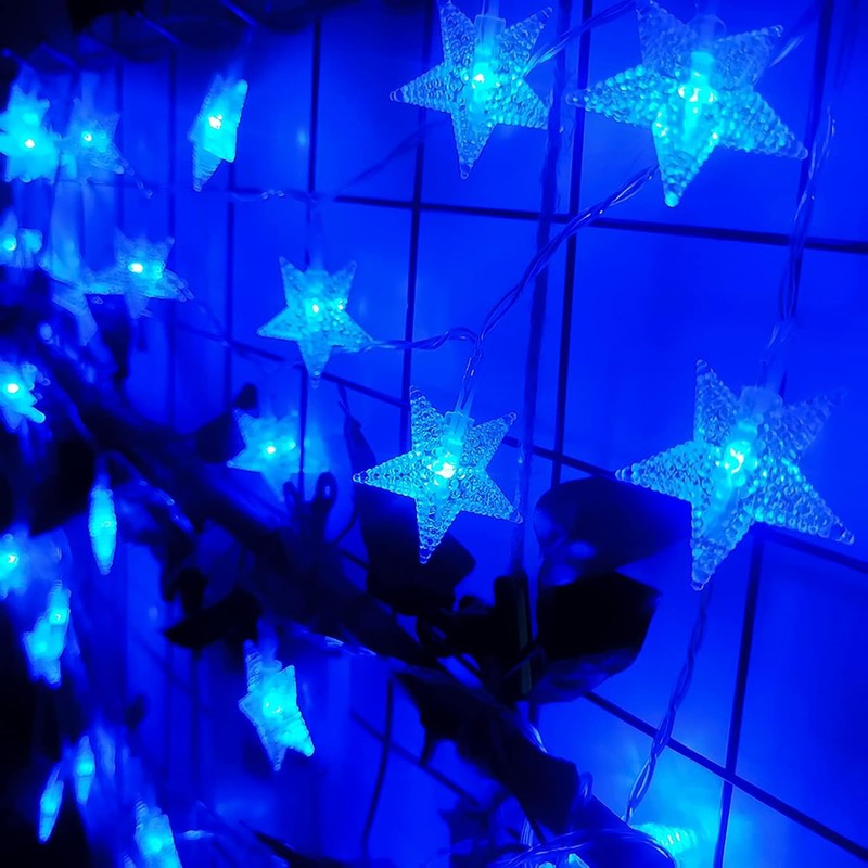 Minetom Blue Star String Lights Plug in - 33 ft