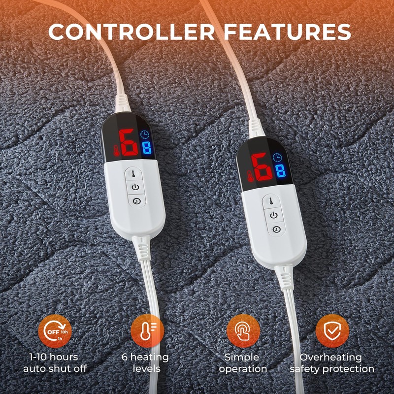 bedsmile Heated Mattress Pad California King Size with Dual Control