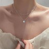 MIQIQAO Boho Silver Layered Small Heart Pendant Necklace Silver Skinny