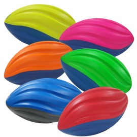 Macro Giant 7.5 Inch PU Soft Foam Spiral Football, Set of 6, Assorted Colors, Training Practice, Kid Toy, Yard Game, Preschool