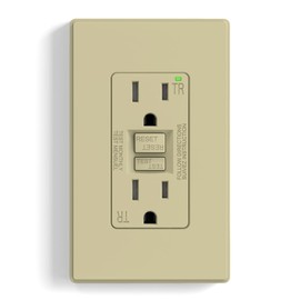 ELEGRP GFCI Outlet 15 Amp, Self-Test GFI Electrical Outlet with Thinner Design, TR Tamper Resistant GFCI Receptacle, Ground Fault Circuit Interrupters with Wall Plate, UL Listed, Matte Ivory, 1 Pack