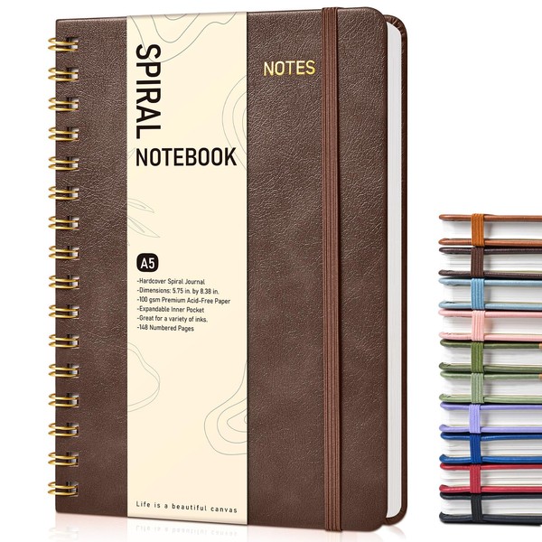 Graph Spiral Journal Notebook, A5 Hardcover Spiral Journals for Women