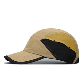 CLAPE Waterproof 5 Panel Cap Men's Quick-Drying Breathable Sports Cap UV Protection Summer Peaked Cap Lightweight Unstructured Running Cap, DSCB1-Khaki