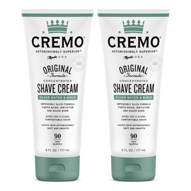 Cremo Cremo Barber Grade Silver Water & Birch Shave Cream, Astonishingly Superior Ultra-Slick Shaving Cream Fights Nicks, Cuts And Razor Burn, 6 Fl Oz (Pack of 2)
