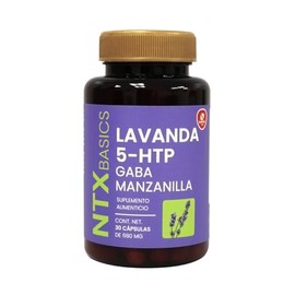 Lavanda + 5-HTP + GABA + Manzanilla 30 Cápsulas, Suplemento Alimenticio, Fórmula para Rutina Nocturna y Bienestar Diario.