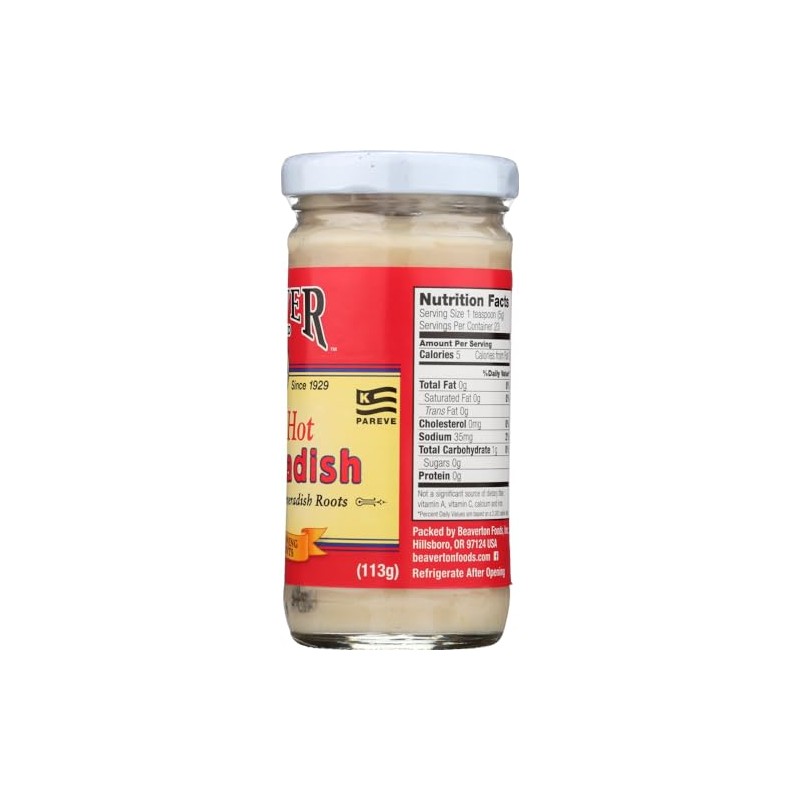 Beaver Brand Extra Hot Horseradish 4 oz glass jar (Pack
