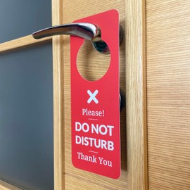 Do Not Disturb Door Hanger Sign 2 Pack (Green/Red Double Sided) Please Do Not Disturb on Front and Welcome Please Knock on Back Side, Ideal for Office Home Clinic Dorm Online Class and Meeting Session