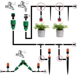 Kalolary 200PCS Irrigation Fittings Kit, Drip Irrigation Barbed Connectors for 1/4-Inch Vegetable Garden Lawn Water Hose Connectors(80 Straight Barbs+60 Tees+20 Elbows+20 End Plug+20 4-Way Coupling)