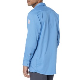 Bulwark Men's Flame Resistant 7 oz Cotton/Nylon ComforTouch Work Shirt, Light Blue, Medium