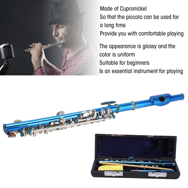 Piccolo Flute Cupronickel Blue +E Key French 6 Holes Piccolos