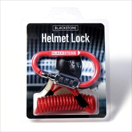 Blackstone Helmet Lock with Reminder Cable - Uninversal Anti-Theft Safety Combination Carabiner Style Lock for E-Bike Helmet (Red)