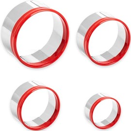 4Pcs Round Cookie Cutter Set 2", 2.5”, 3", 3.5” with Red Top Rubber Protection - Perfect for Biscuits and Baking